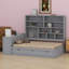 Lit de jour en bois avec trois tiroirs, bureau, tablettes et lumières-1111635776
