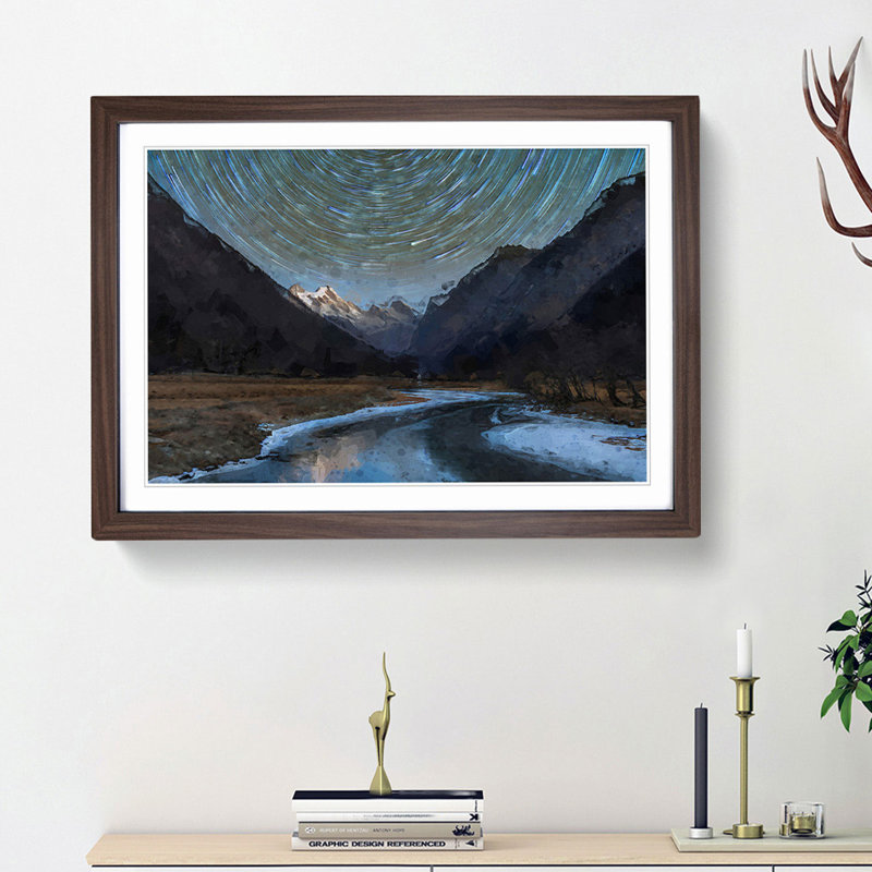 Mountains in Sichuan China in Abstract - Framed Print, 27cm H x 36cm W x 2cm D, Walnut Framed