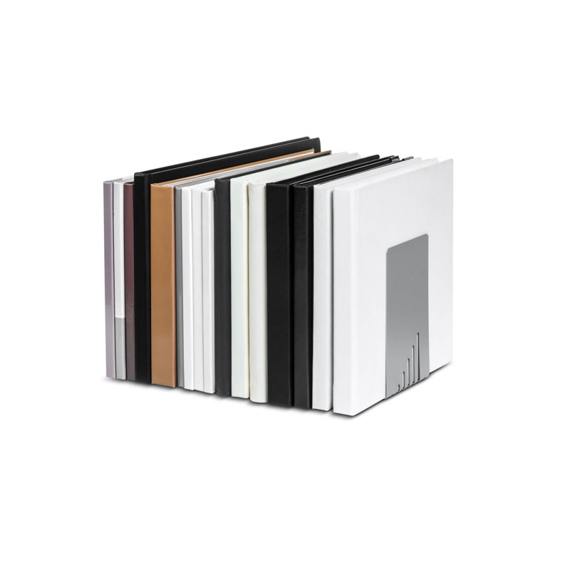 Modern & Contemporary Metal Non-Skid Bookend, Silver
