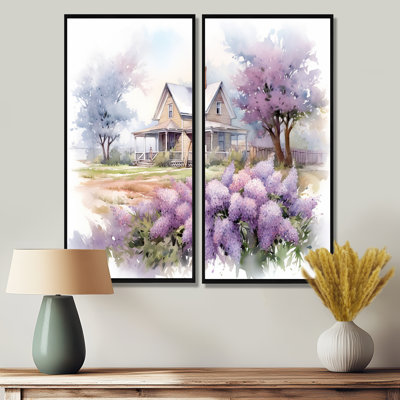 Mauve et lilas gris à la ferme - Art mural traditionnel 2 panneaux