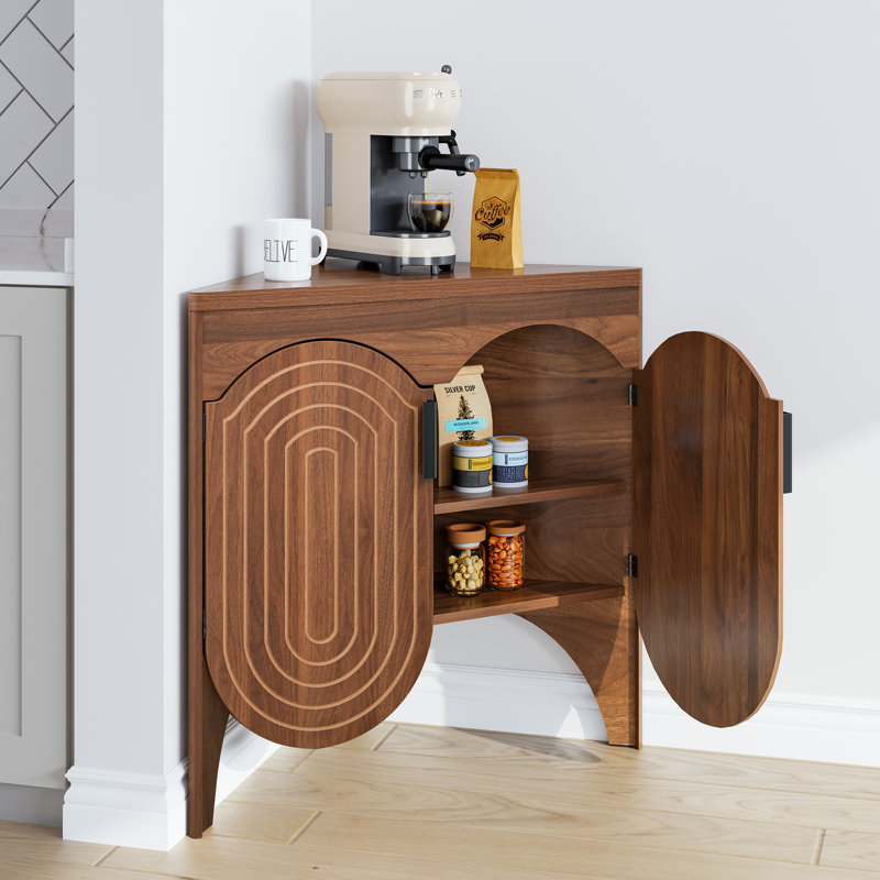 Lenord 30.7"Corner Accent Cabinet, Brown