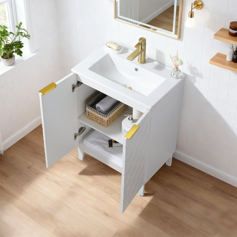 Ensemble de meuble-lavabo simple blanc 24 po
