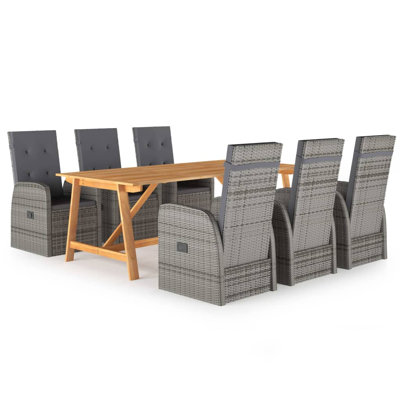 Garden Dining Set Grey Medium Removable Covers