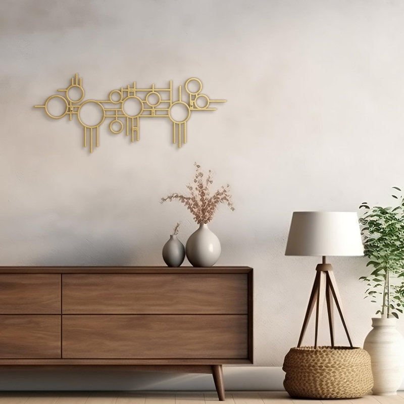 Décoration murale en métal, H 10 po x l 30 po x P 0,05 po, Or