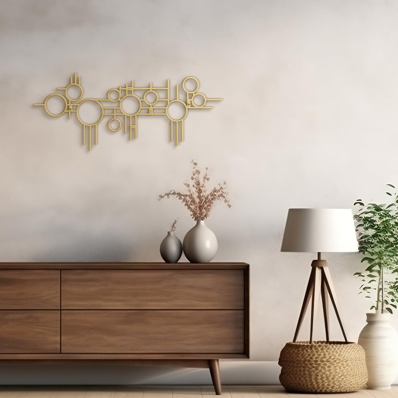 Wall Decor Metal, Gold, 12" H x 36" W x 0.05" D