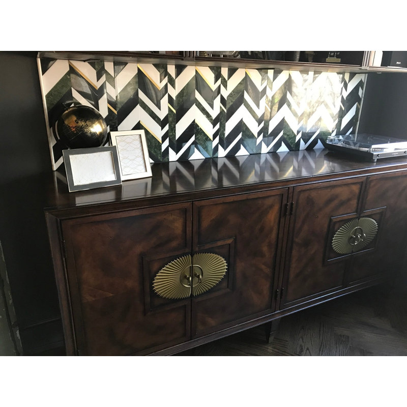 Amari Polished Marble And Aluminum Mosaic, Verde Jade