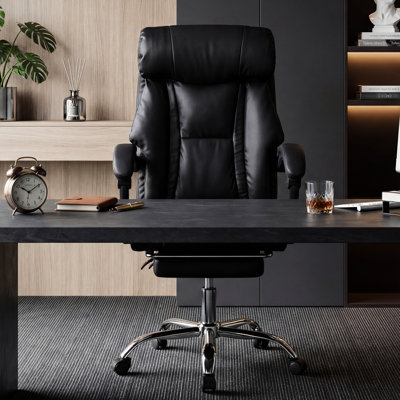 Fauteuil de bureau à hauteur réglable avec repose-pieds, chaise de jeu confortable, inclinable en cuir Rolling 135, structure en métal et en bois, rembourrage en mousse à mémoire de forme, conception moderne pour ordinateur inclinable