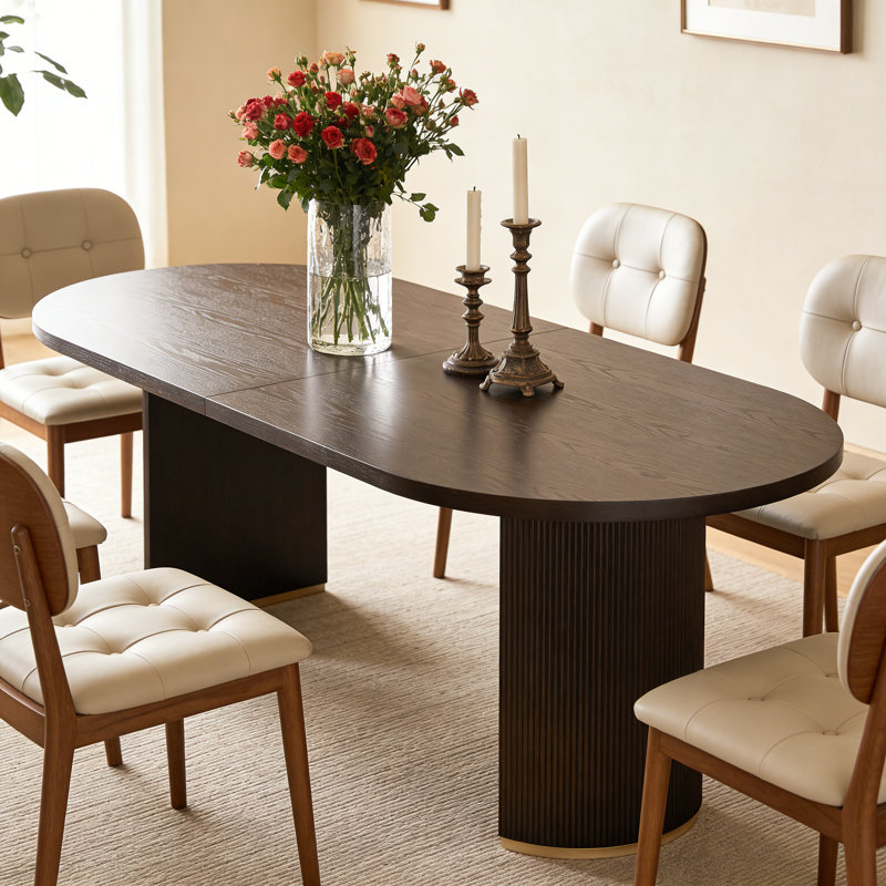 Oval Dining Table Double Pedestal, Espresso