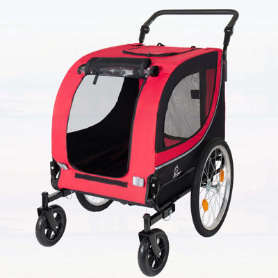 2-in-1 Bike Trailer & Pet Stroller for Dogs up to 100lbs with Foldable Design, Air-Filled Wheels, and Breathable Mesh