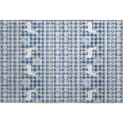 Premium Machine Washable Mayfield AMF1820 Reindeers and Snowflakes Rug