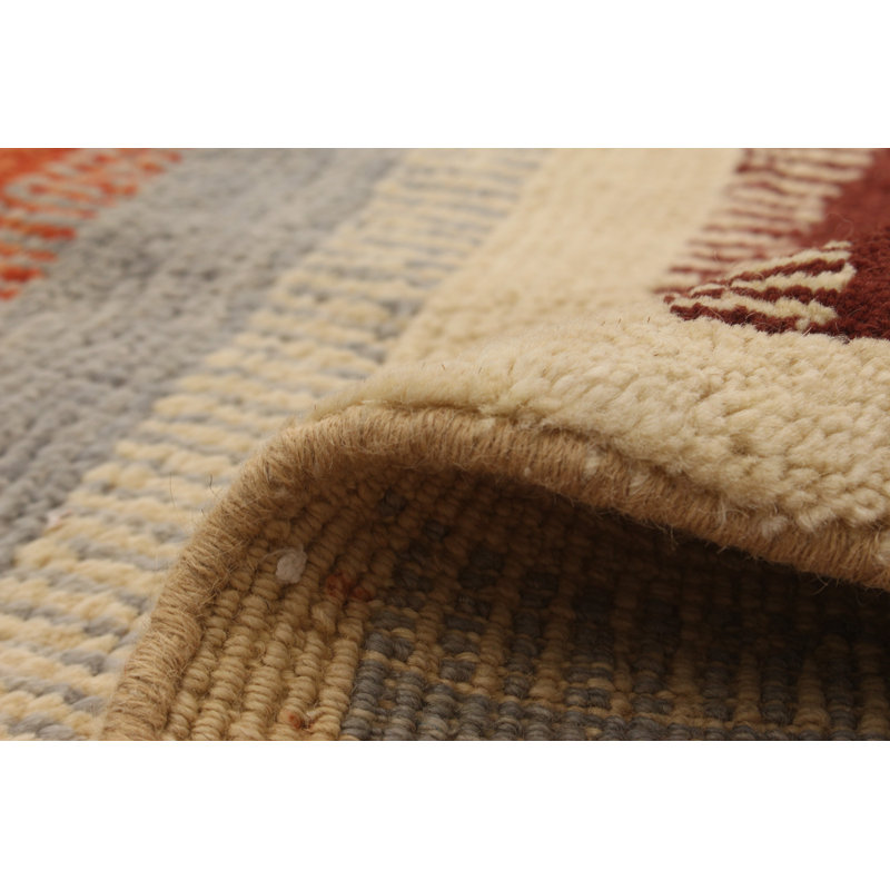 Tapis en laine doré/brun 4 pi 1 po x 6 po main one-of-kind-noué la 2010 Ziegler