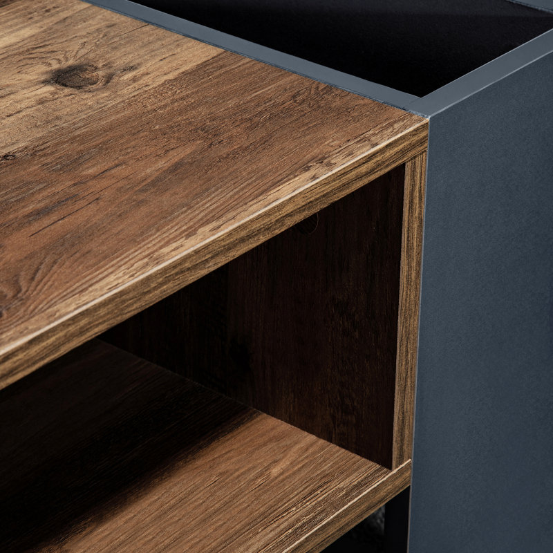 Frame Coffee Table with Storage, Brown, Blue