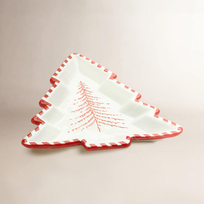 2-Piece Ceramic Pine Tree Platter Set