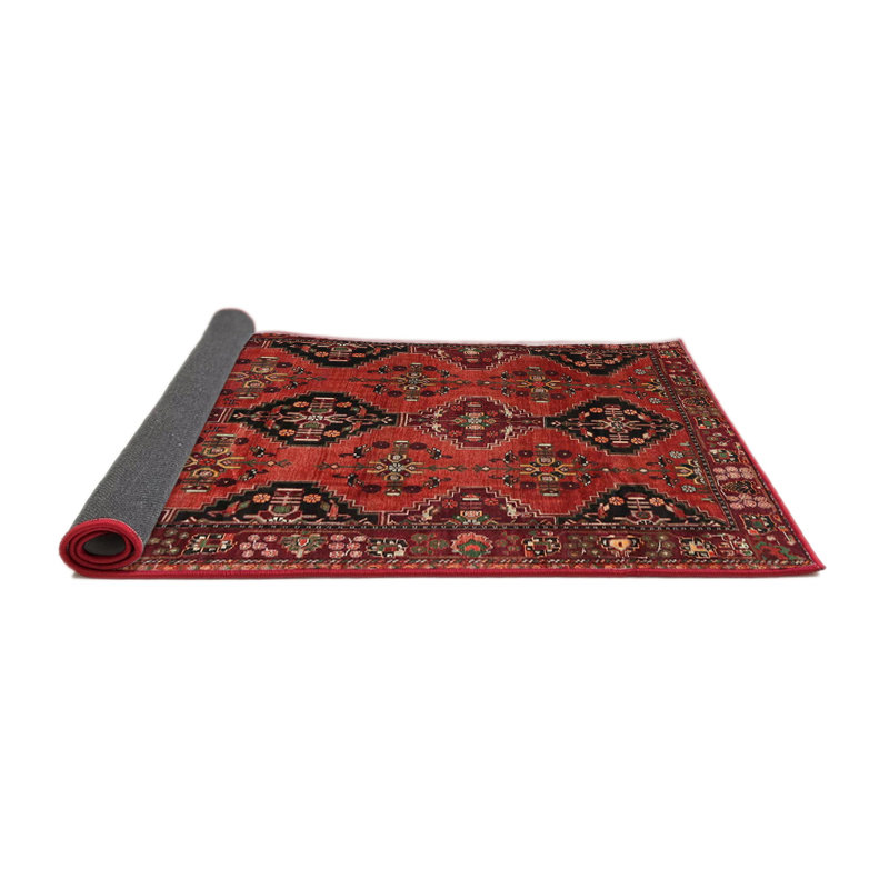 Tapis traditionnel mehroon/noir/bleu Kalyvakia, Rond 5 pi