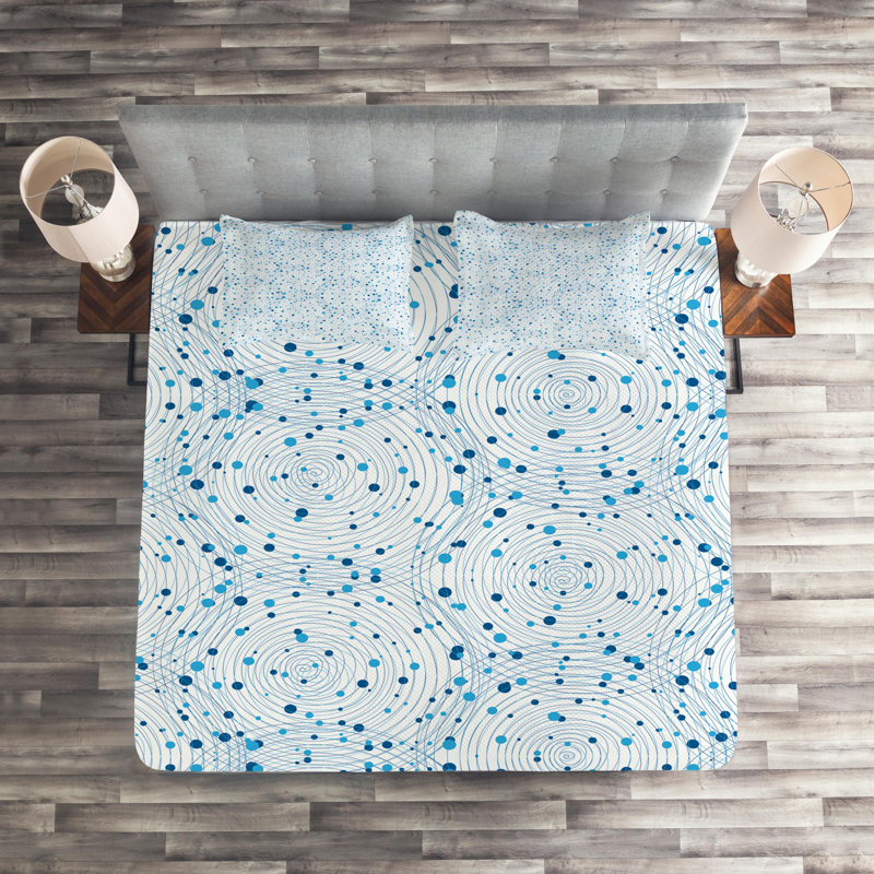 Modern & Contemporary Geometric Shapes Coverlet, King Bedspread + 2 Shams