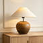 Small Ceramic Modern Table Lamp with Cotton Blend Shade for Bedroom Living Room, Bulb Included-1540493468