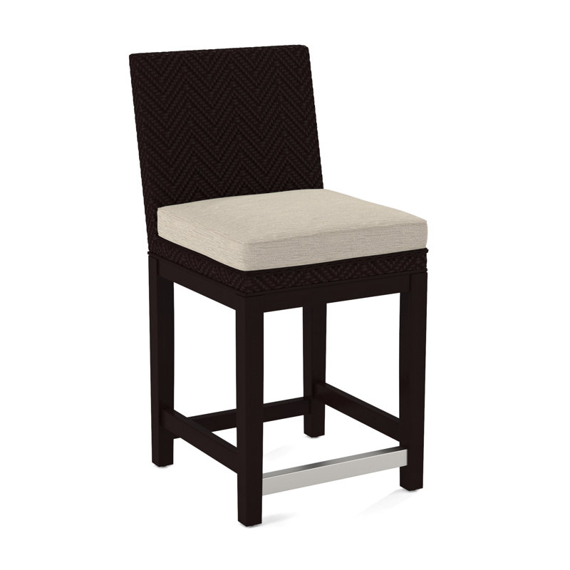 Upholstered Stool, Java Finish, Gray Sugar Performance; 0863-84