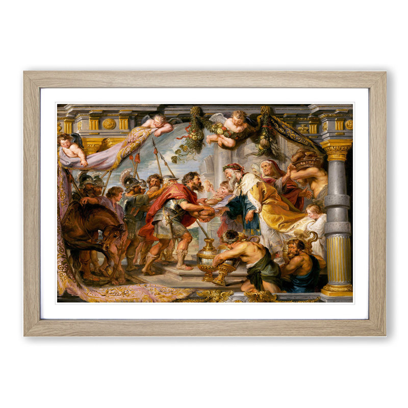 Meeting of Abraham and Melchizedek by Peter Paul Rubens - Picture Frame Painting, Oak Framed, 27cm H x 36cm W x 2cm D