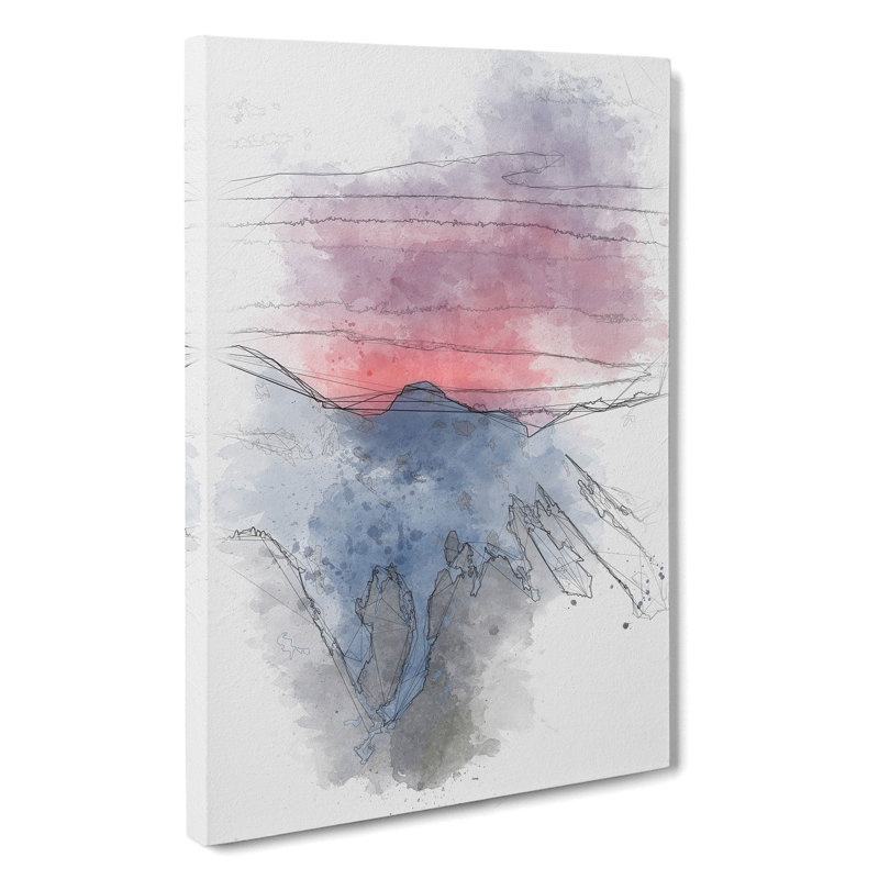 Mountain Sunset In Sion Switzerland - Wrapped Canvas Print, 60cm H x 40cm W x 3cm D