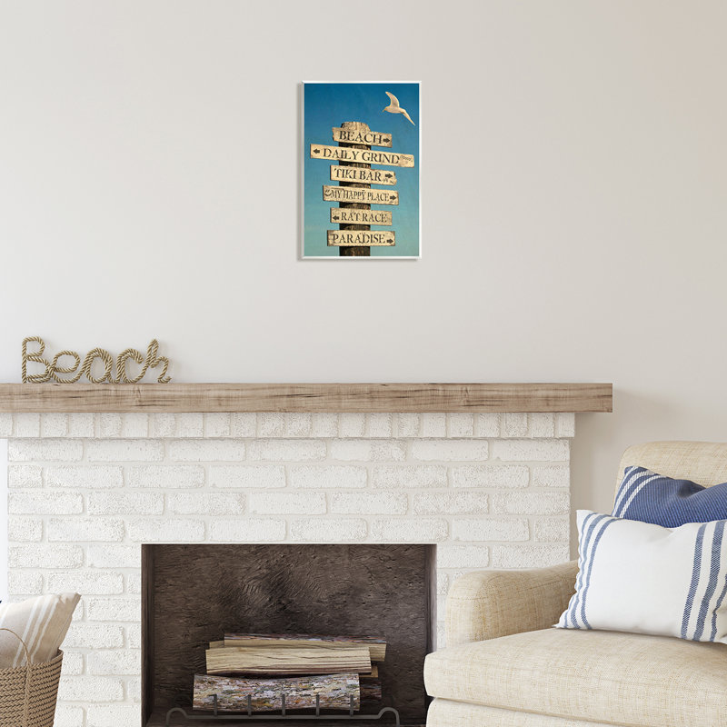 "Stupell Industries", "Beach directions", art mural sur toile par Graffi * Tee Studios, H 15 po x l 10 po x P 0,5 po