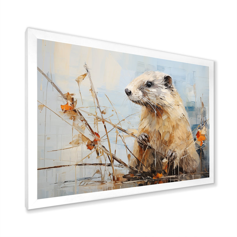 Minimalisme, castor brun I sur toile, H 24 po x l 32 po x P 1 po, Cadre photo blanc