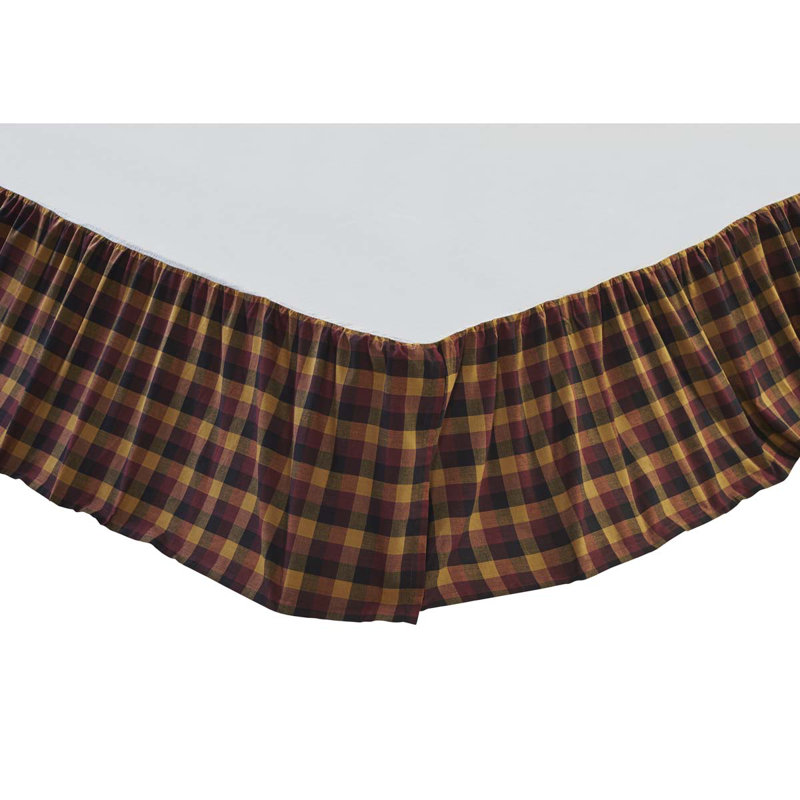 Primitive Check Ruffled Bed Skirt, Queen
