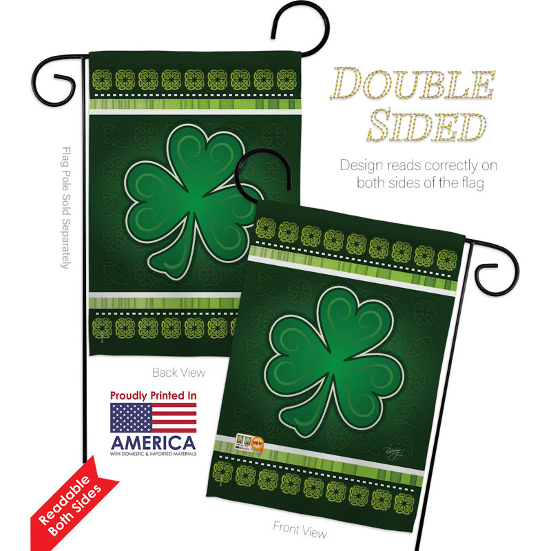 Drapeau de jardin en polyester 18 po x 13 po Shamrock