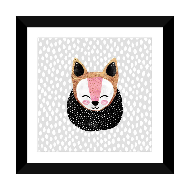 « little arctique fox », impression sur toile, H 24 po x l 24 po x P 1 po, Papier d'art encadré noir, Blanc