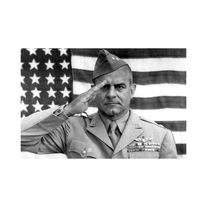 General James Jimmy Doolittle Saluting With The American Flag 1 Piece Wrapped Canvas Wall Art, 20.32cm H x 30.48cm W