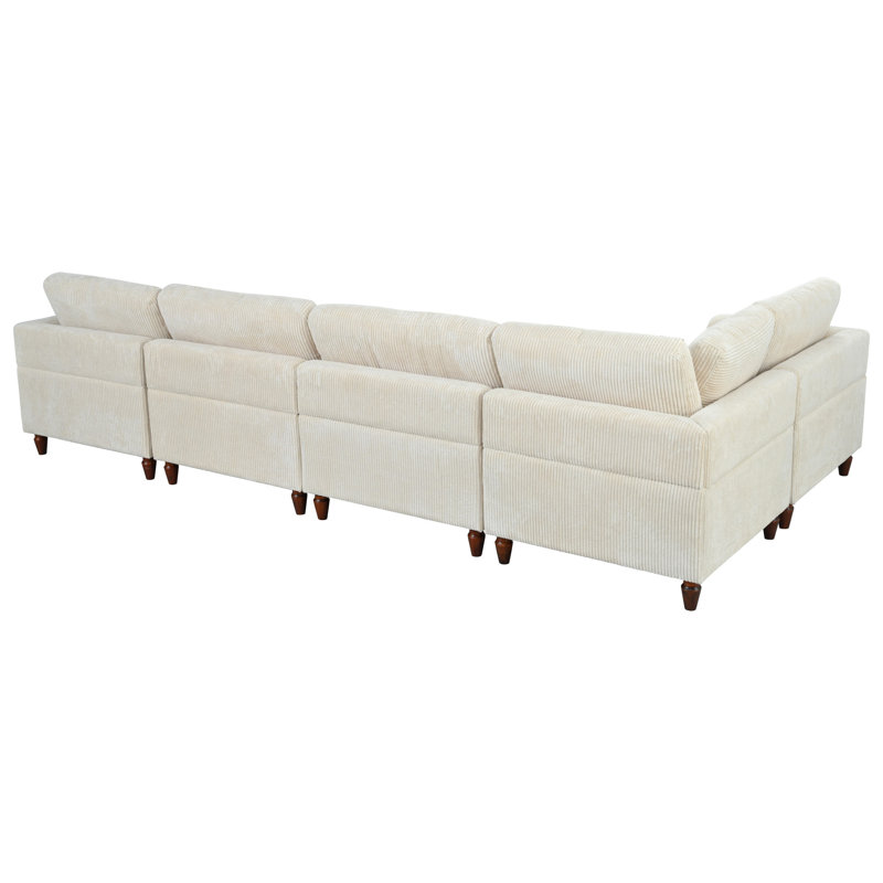 Canapé modulaire en U avec repose-pieds U_Style, Polyester beige
