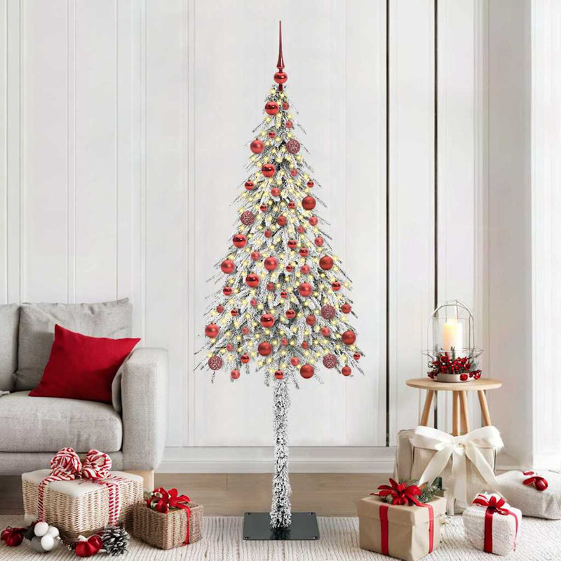 Christmas Tree with 150 LEDs PE and Steel, Red, 5.91' H