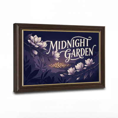 Pale Magnolia Flowers And Glowing Lights In Midnight Garden Canvas Wall Art