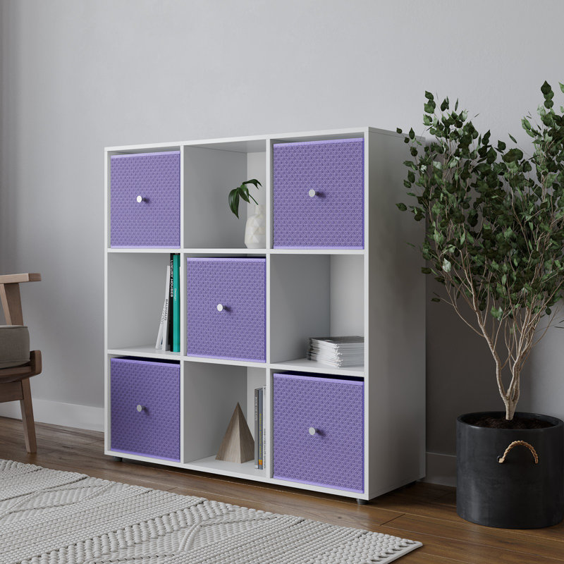 93 cm H x 12 cm W Solid Wood Standard Bookcase, White/Lilac