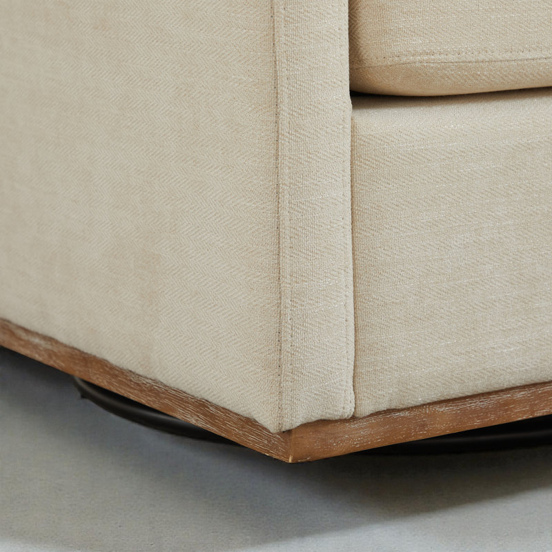 30.5" W Upholstered Comfy Swivel Club Chair, Beige