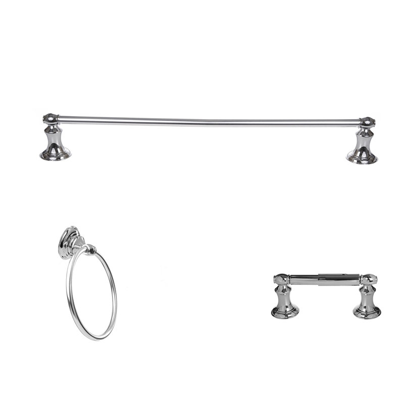 Ensemble de quincaillerie de salle de bain 3 pièces Highlander en nickel satiné, Chrome