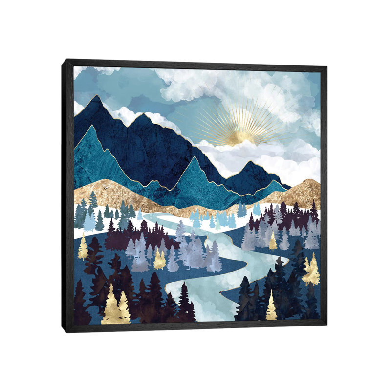 Valley Sunrise - Print on Canvas, 66.04 cm H x 66.04 cm W, Black Framed