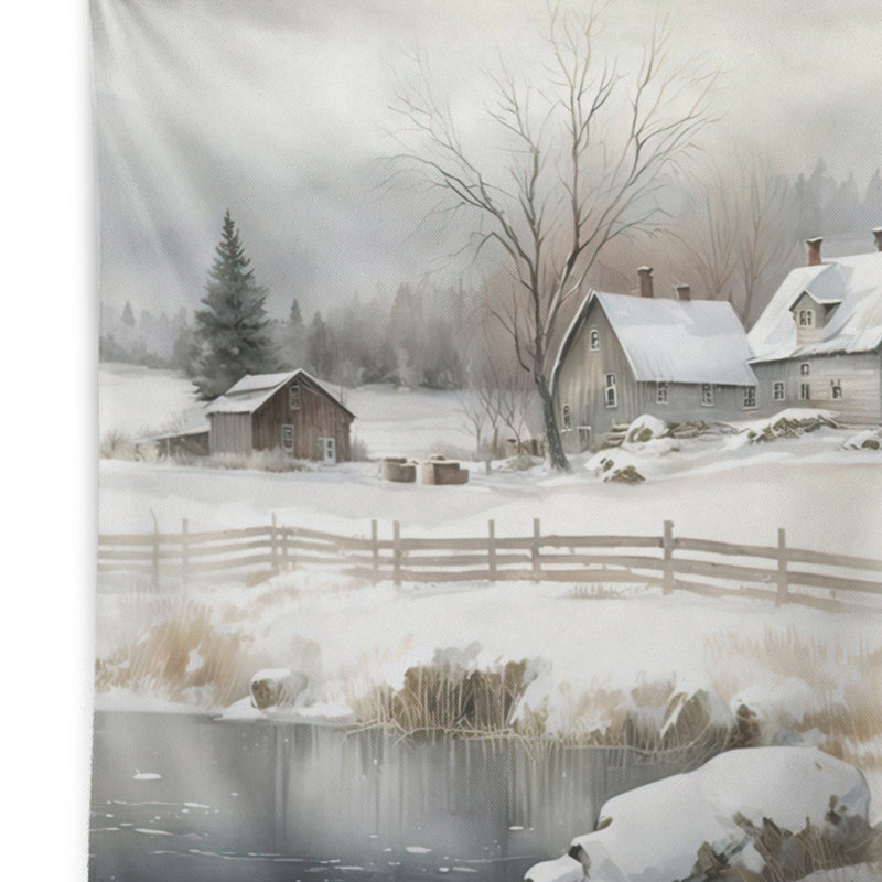Polyester en polyester Indiana Farm in Winter, H 50 po x l 60 po