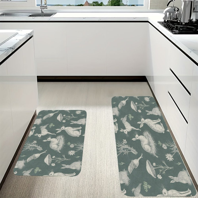 Tapis de cuisine 2 pièces Vintage Rabbit & Mushroom