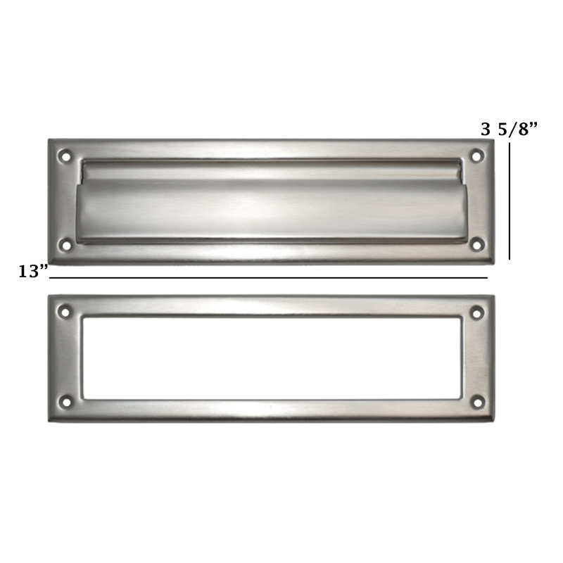 Brass Mail Slot, 3.625" H x 13" W x 1.125''D, Satin Nickel