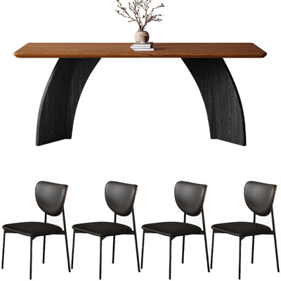 Ensemble de table de salle à manger en bois massif de style ancien