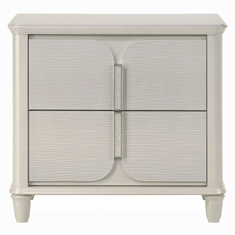 Table de chevet 2 tiroirs Laveda en blanc perle