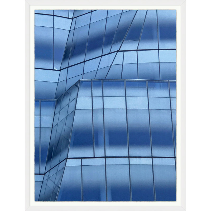 Blue Glass Wall' Framed Graphic Art Print on Glass