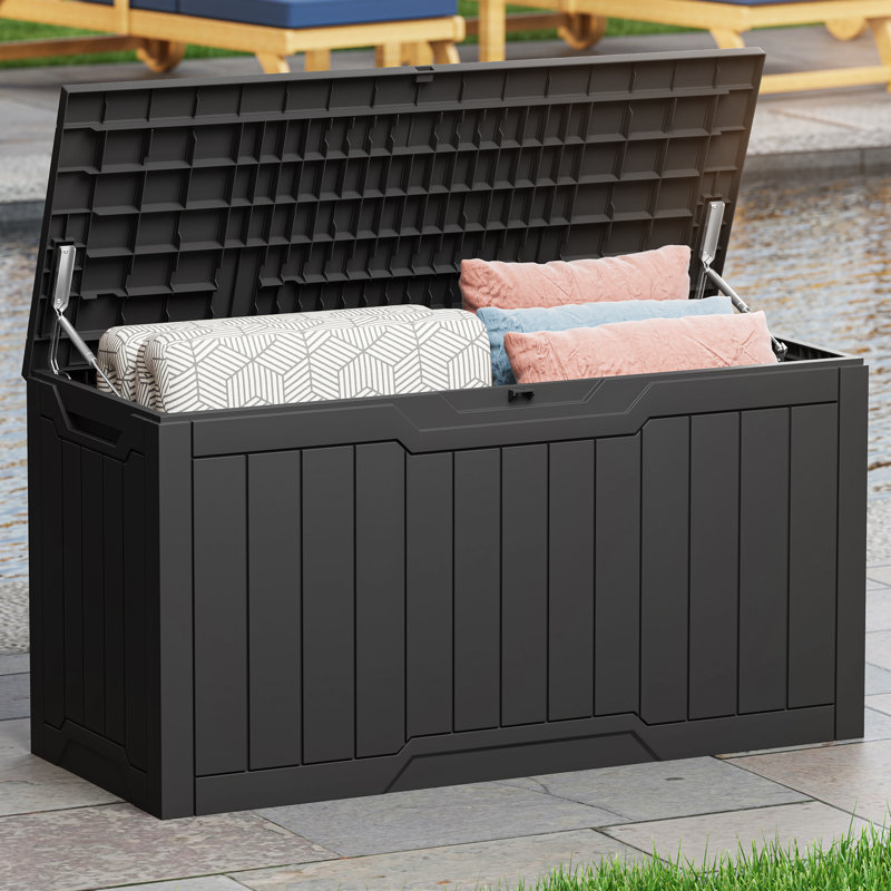Balconera 46.3'' W 80 Gallons Water Resistant Resin Lockable Deck Box, Black
