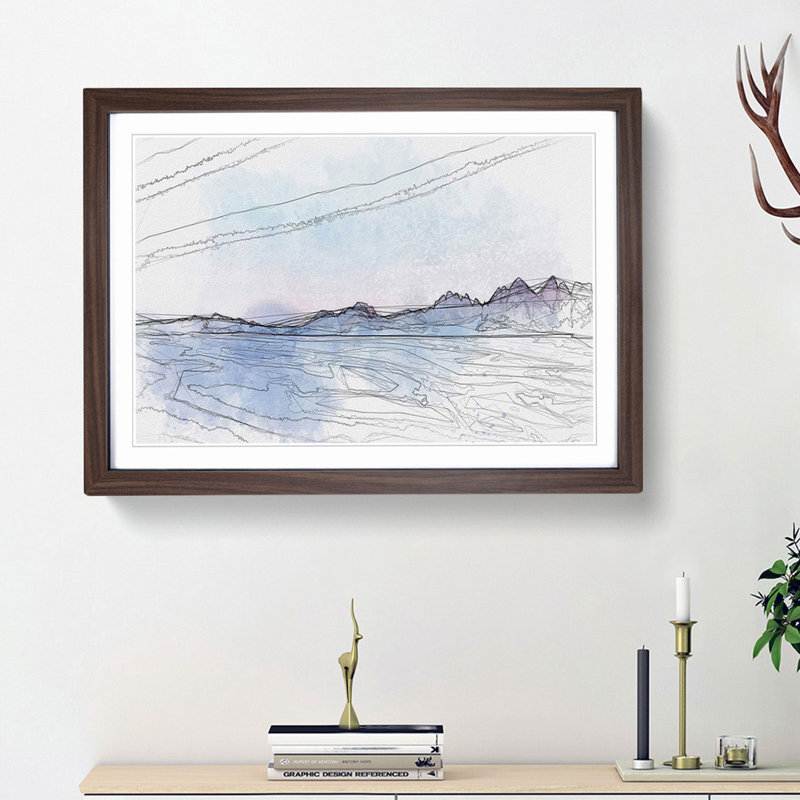 Mountains in Plose Italy in Abstract - Picture Frame Graphic Art Print on MDF, 48cm H x 65cm W x 2cm D, Walnut Framed