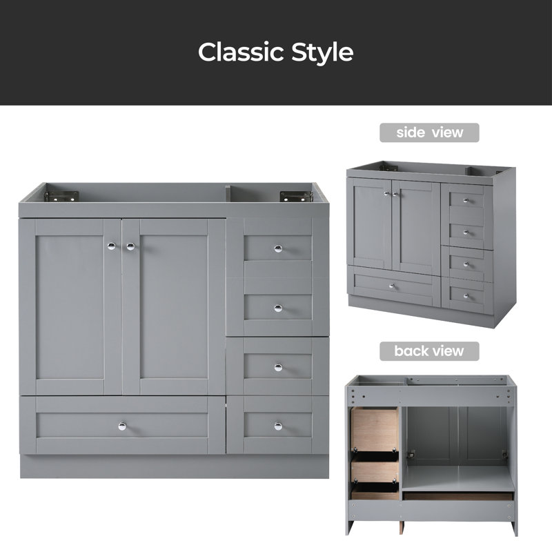 35'' Single Bathroom Vanity Base Only, Gray