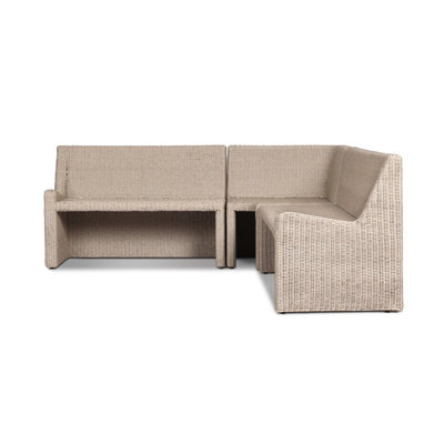 Senna Outdoor Dining Banquette L Shape 106"-Vintage White by Amber Lewis x Four Hands