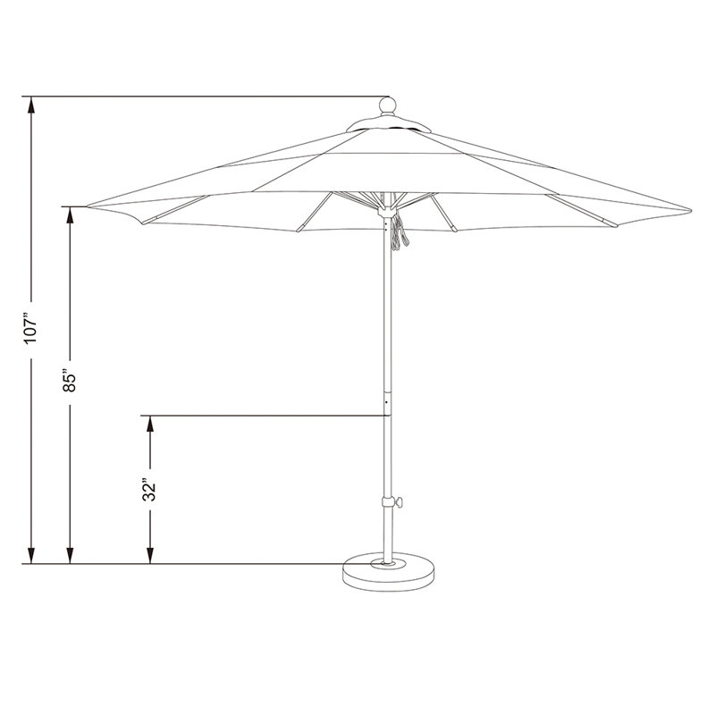 Parasol de marché 11 pi Hibo, Bleu pacifique - Pacifica