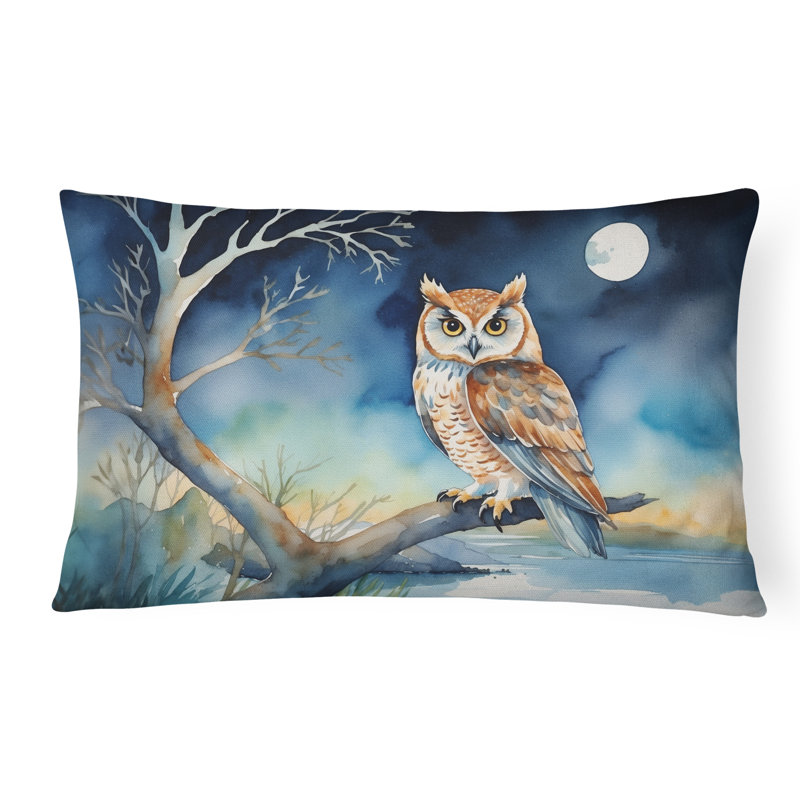 Coussin Owl perché dans un arbre côtier, Rectangle H 12 po x l 16 po