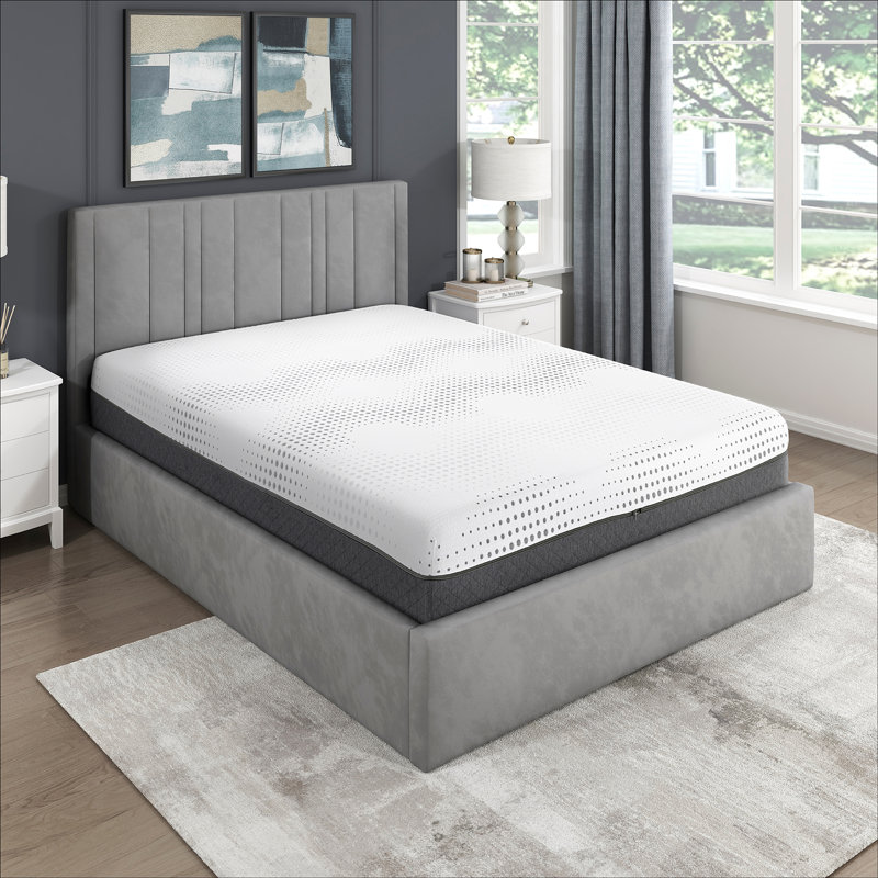 Gann 12" Modern & Contemporary Queen Green Tea Gel-Infused Memory Foam Hybrid Mattress with Charcoal Infused Base, Firm Comfort Level