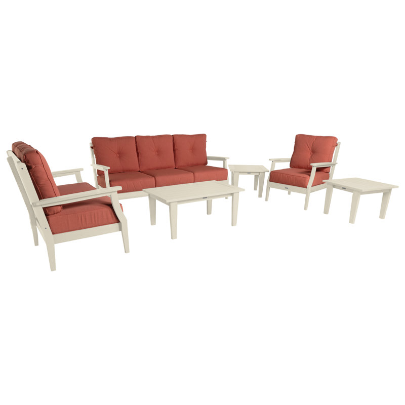 Ensemble de conversation à assise profonde 6 pièces Lehigh, Toile persimmon